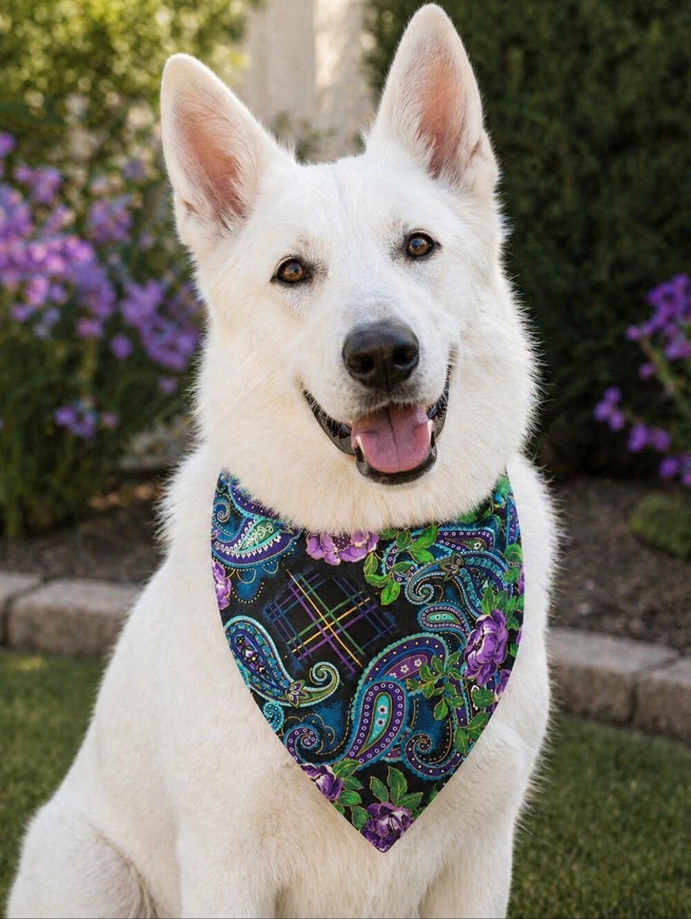 Vibrant Paisley Floral Bandana Scarf - Purple & Teal